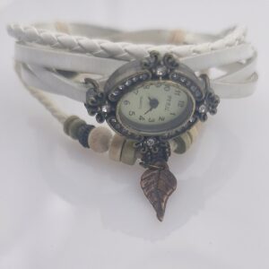 montre multi rang cuir blanc