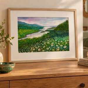aquarelle "au fil de la vallée"