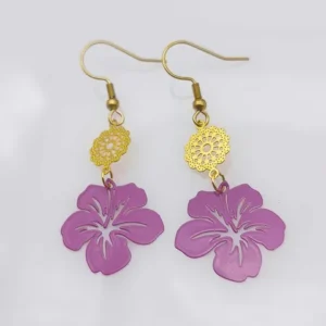 Accueil boucles fleur de tiaré mauve
